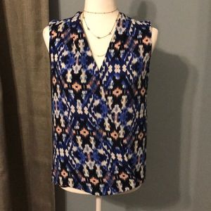 Pink Rose Coral, White, & Blue polyester top